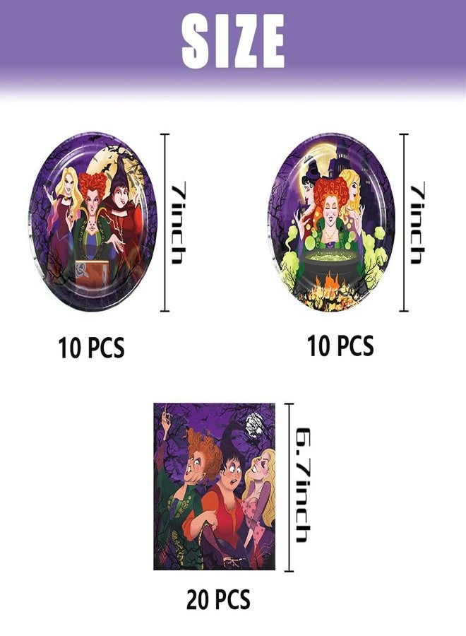 Omto 40Pack Hocus Pocus Party Supplies include 20Pcs plates, 20 napkins for Kids Hocus Pocus birthday party decoration - Image 2